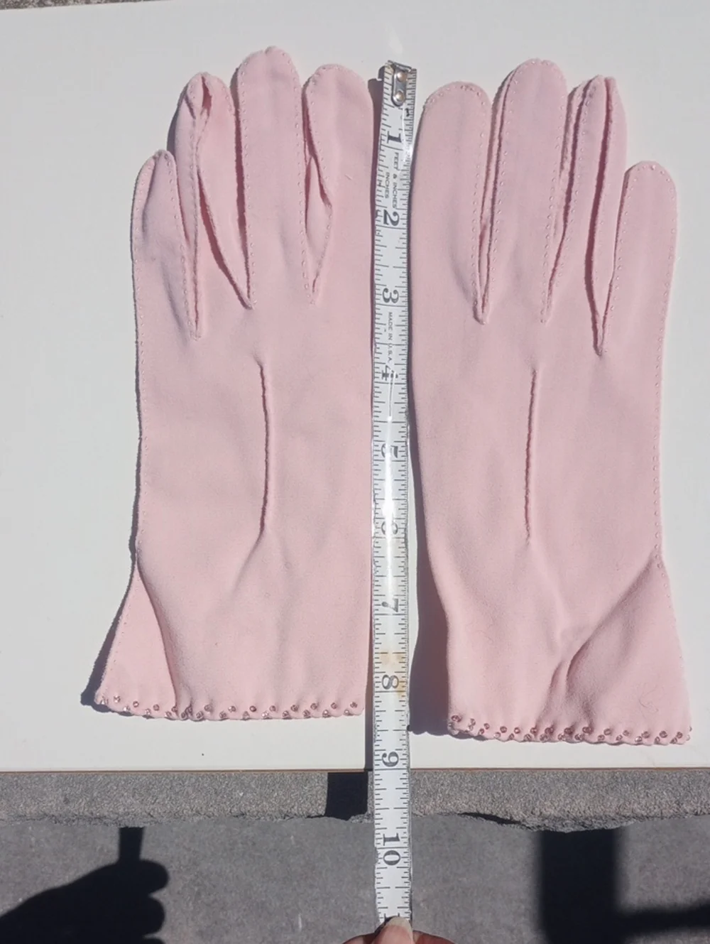 Classic Traditional Pastel Pink Beaded Cotton Vintage Dress Gloves
